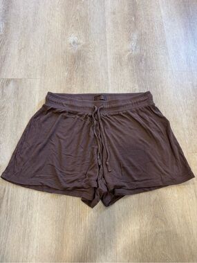 nuuds Chocolate Brown Knit Lounge Shorts with Drawstring